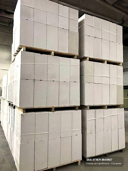 газоблоки — газоблок на палете для условий Сахалина, ракурс 85
