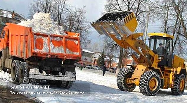 Аренда спецтехники: техника на объекте, манипулятор в работе — Южно-Сахалинск, Сах-Строй-Маркет