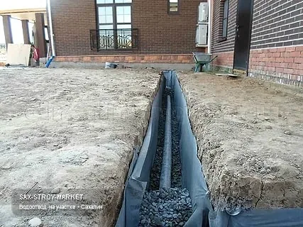 Устройство дренажа: дренаж участка, точка сброса воды — Южно-Сахалинск, Сах-Строй-Маркет
