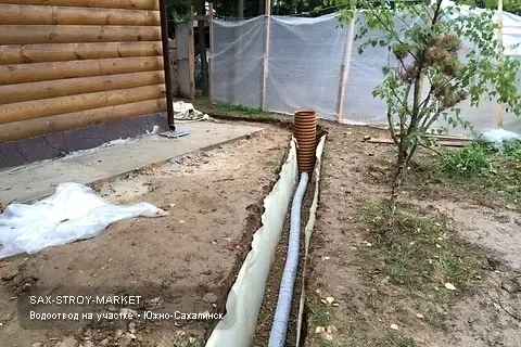 Устройство дренажа: дренаж участка, дренажные элементы в работе — Южно-Сахалинск, Сах-Строй-Маркет
