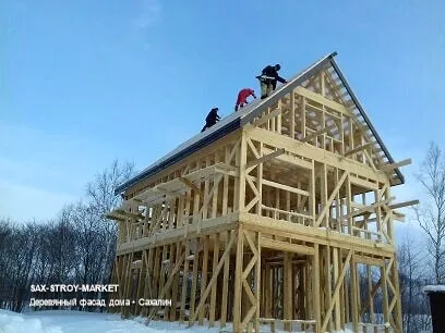 Строительство дома под ключ: частный дом, частный дом на этапе стройки — Южно-Сахалинск, Сах-Строй-Маркет