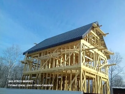 Строительство дома под ключ: частный дом, фасад после основных этапов — Южно-Сахалинск, Сах-Строй-Маркет